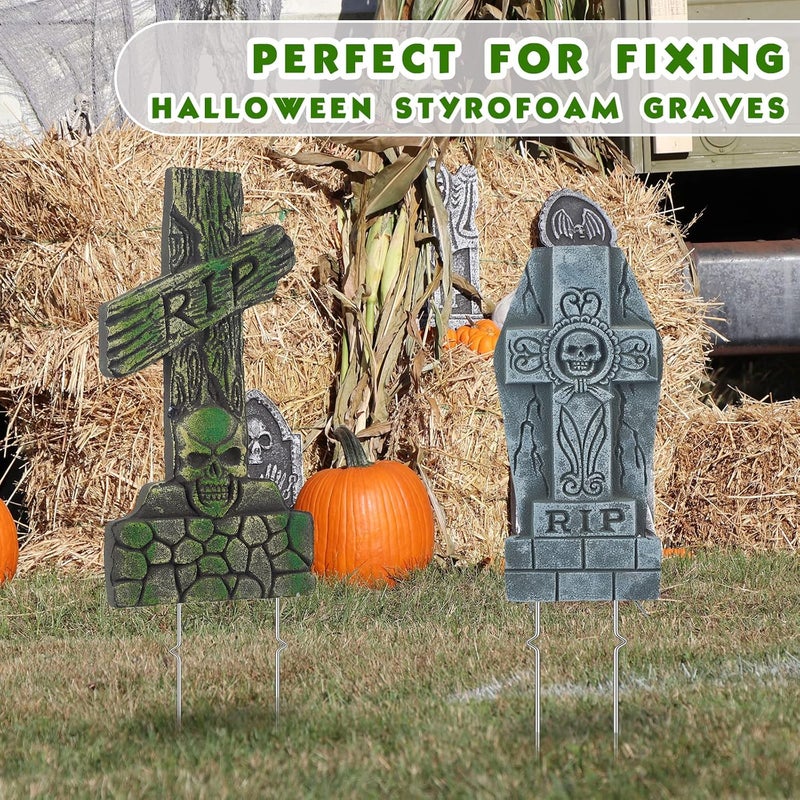 SUMGROW Pack of 24 Galvanized Steel Metal Yard Sign Stakes 14 inch for Corrugated Plastic Signs Halloween Tombstone Christmas Thanksgiving Yard Signs Holder - Image 4